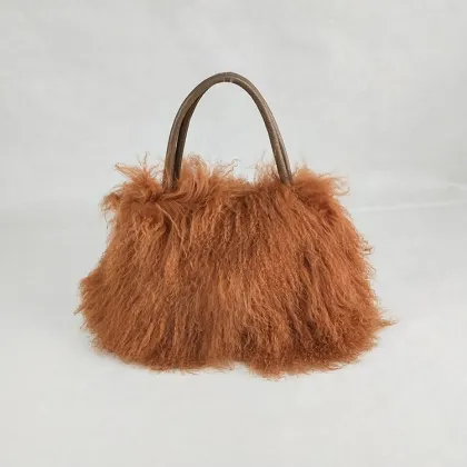 Genuine Tibet  Fur Shoulder bag Real Mongolian Fur Handbag
