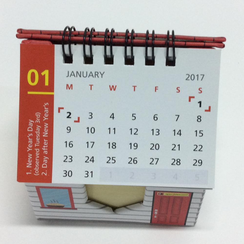 Nota auto-adesiva em forma de calendário de papel