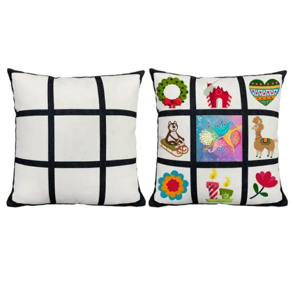 Wholesale White Blank 9 Panel Linen Sublimation Pillow Case