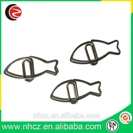 Nickle Plated Metal Fish Shape Paper Clip