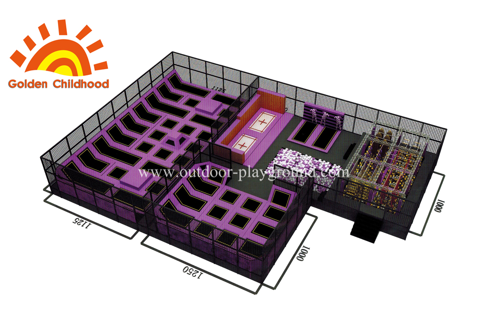 Purple Theme Trampoline Park For Children