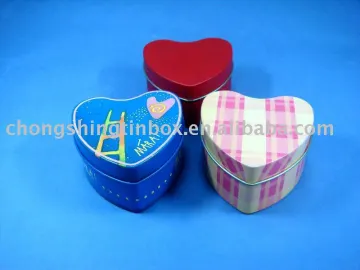 Heart shape ring packing tin box