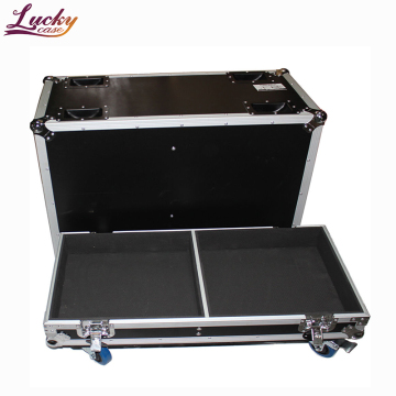 Black Hard Travel Flight Case for 2 Equipment Storage with Custom Wheels