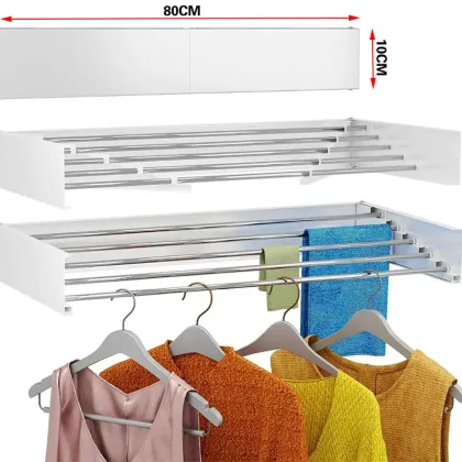 New design household wall mounted foldable clothes drying rack retractable clothes dry rack foldable towel rack