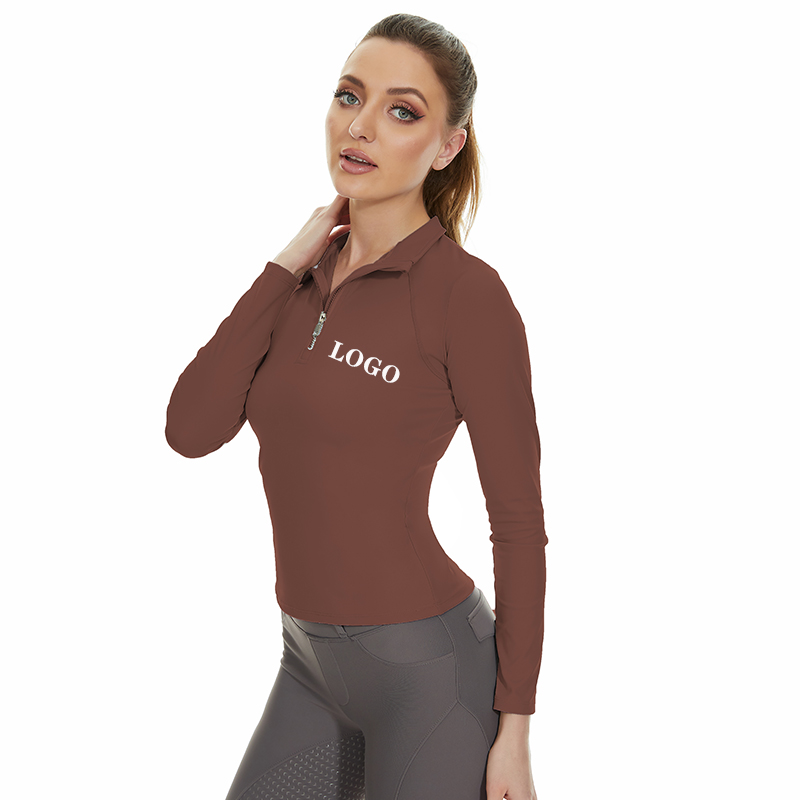 Neue Spandex -Nylon -Damen reiten Langarmhemden