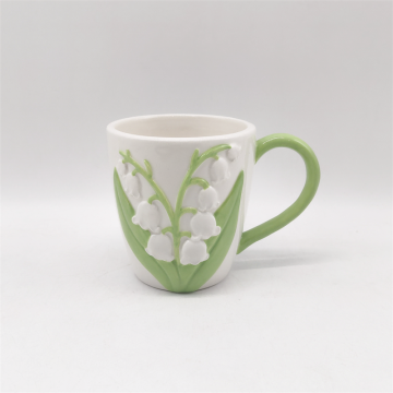 Raised Relief Lily of the Valley Ceramic Coffee Mug