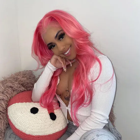 Wholesale Pink Wig Body Wave Colored Wigs For Black Women Brazilian Human Hair Cosplay Hd Transparent Lace Frontal Wigs