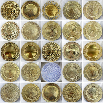 Modern Shiny Gold Plastic Charger for Weddings and Parties