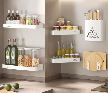 Wall-Mounted Metal Kitchen Organizer Shelf No Drilling Required