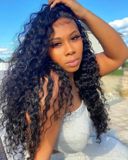 Water wave lace front wig 150% density 4x4 closed wig Brazilian water curly wet wave wig black women natural color 18 inches