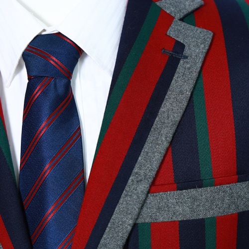 Black Red Striped Woolen Blazer for Men