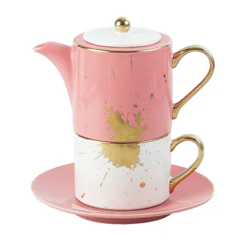 Coffee Hand Brew Pot with Drip Stand, Handle, and Saucer