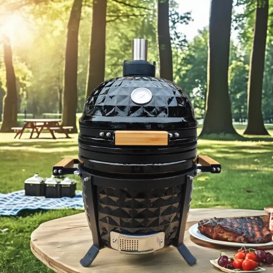 Auplex 15 Inch Green Kamado Ceramic Charcoal BBQ Grill