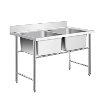 Commercial Stainless Steel Double Sink Prep Station with Countertop