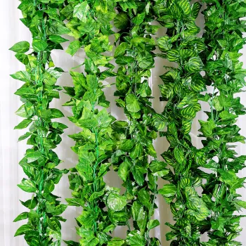 Indoor Simulation Grape Leaves Plastic Flower Green Plant Vine