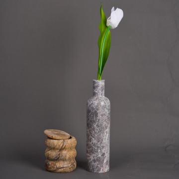 Yinhe Stone 2024 Elegant Luxury Trefoil Grey Marble Flower Pot and Vases for Home Decor and Flowers