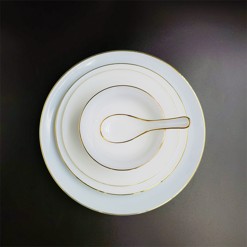 gold rim dinner set