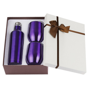 Factory Wholesale Wine Bottle Tumbler Gift Set with Stainless Steel Cups and Gift Box