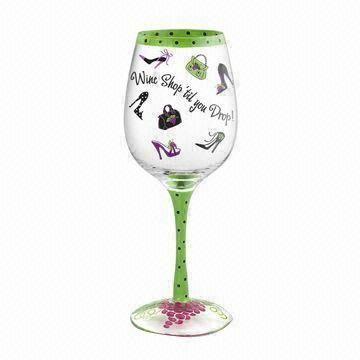 Hand-painted wine glass, 240mm height