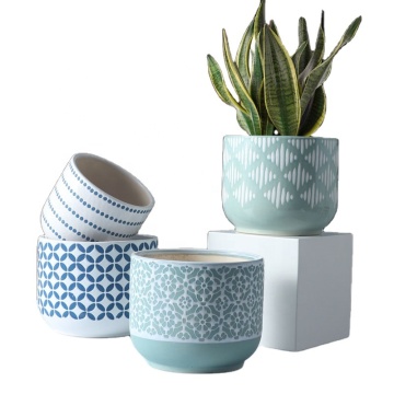 Stunningly Detailed Hand Glazed Ceramic Pots with Drainage for Indoor/Outdoor Plants