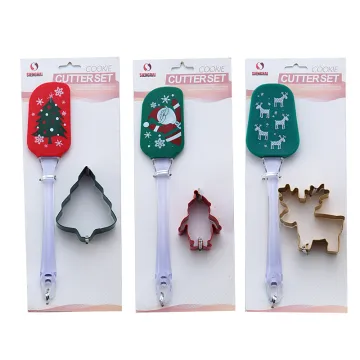 2 pcs Christmas cookie cutter silicone spatula set
