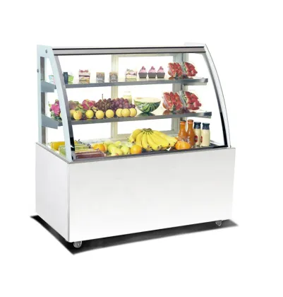 Transparent Curved Glass Showcase Bakery Pastry Cake Stand Up display fridges cakes