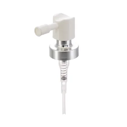 FEA 20 shiny silver crimp pump with long nozzle sprayer