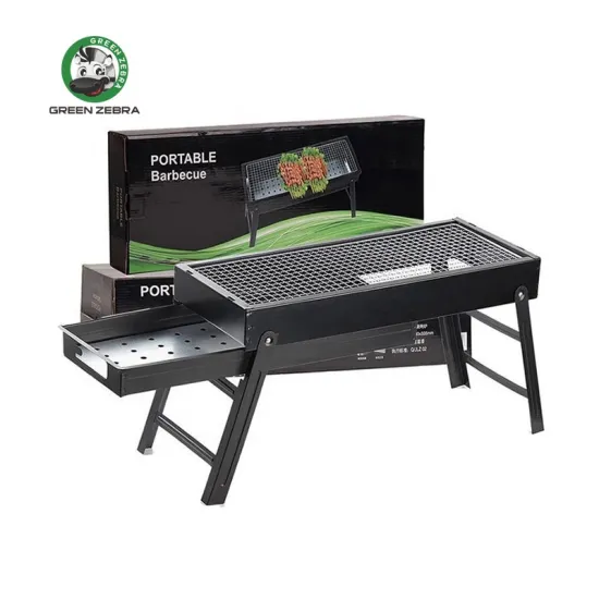 Foldable Barbecue Grill: Portable, Camping, and Charcoal BBQ Solution in Black