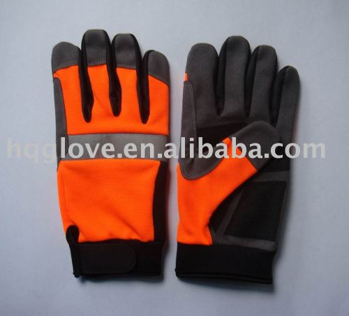 safety glove with reflective tape on top