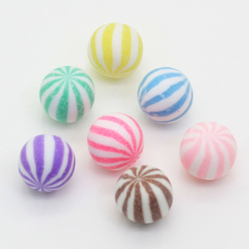 Mixed Color Watermelon Stripe Bead Without Hole Polymer Clay Simulation Candy Round Beads For Children Re-ment Accessories