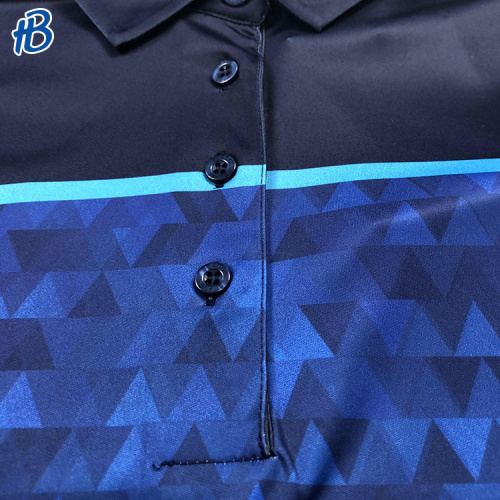 Blue Printing Golf Polo Shirt for Men