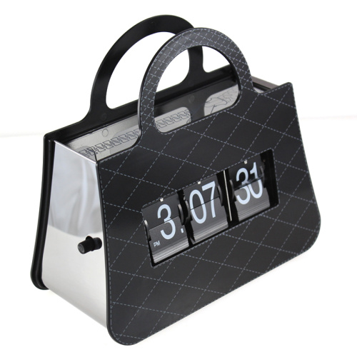 Metall schwarze Handtasche Flip Clock