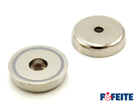 Neodymium flat pot magnets Ø60x15 mm, with internal thread 110 kg 1100 N