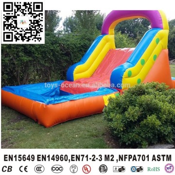Inflatable colourful slide with mini pool for backyard, garden kids inflatable mini water slide with pool