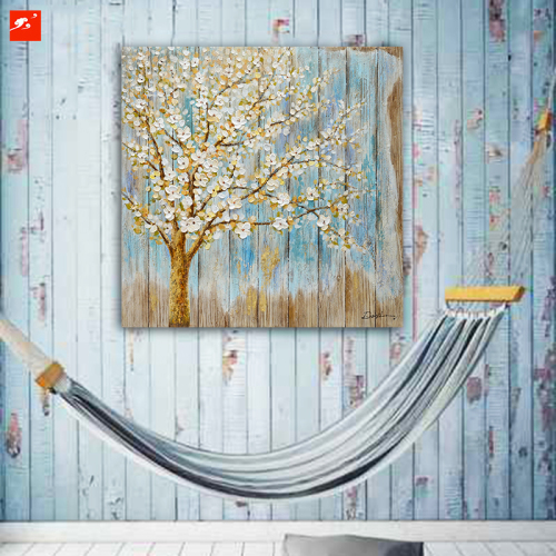 Plum Flowers Trees Wood Wall Art