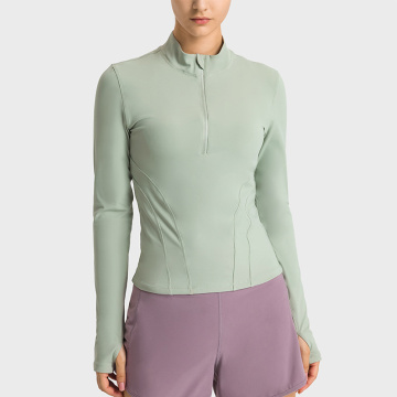 Doppelseitige Nylon-Reißverschluss-Womens Stretch-Reitbasisschicht