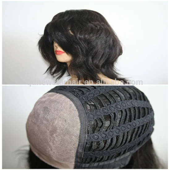 Natural Straight Black Color Remy Human Hair Top Mono Women Wigs