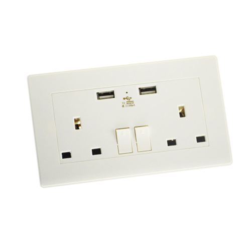 Dubbele UK USB Wall Cocket met overspanningsbeveiliging