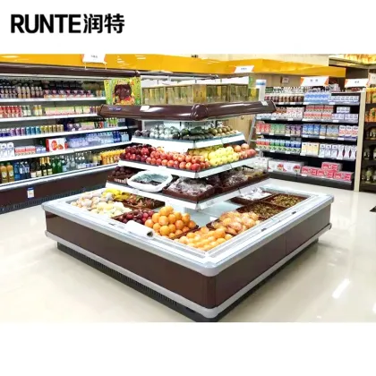 Mini Island Refrigerated Cabinet for Fruit, Drink, and Vegetable Display