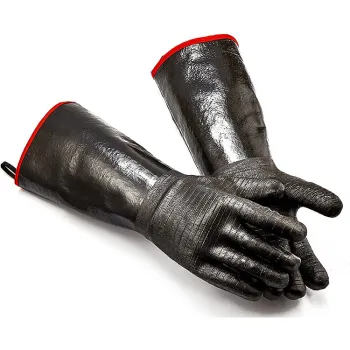 Extra Long Professional Oven Mitts: Heat Resistant BBQ Gloves for Grilling