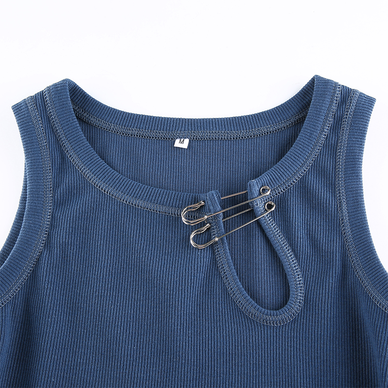 Hollow Out Skinny Women's Tank Tops Solid Sleeveless Summer Bodycon Cropped Tops Tees Clubwear Fashion 90s Shirts Cuteandpsycho
