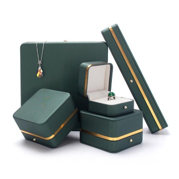 Boîte à bijoux en velours en microfibre vert pour colliers à la mode avec logo personnalisé
