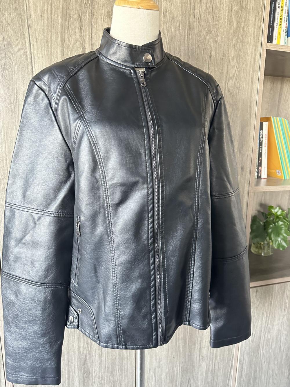 women's jackets with zipper long sleeve leather jacket