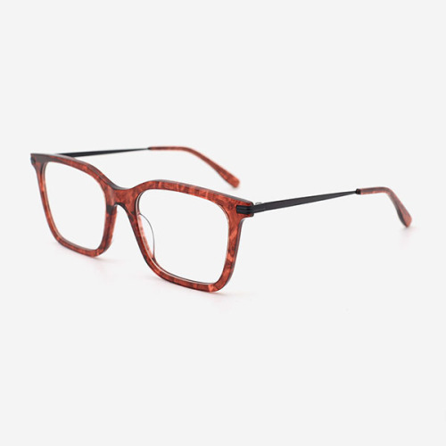 Square Acetate And Metal Combined Unisex Optical Frames 23A3172