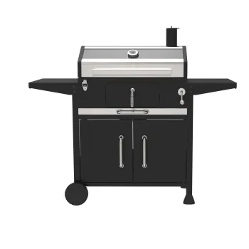 High-Quality Charcoal Grill with Glass Top and Side Table for Outdoor Parties
