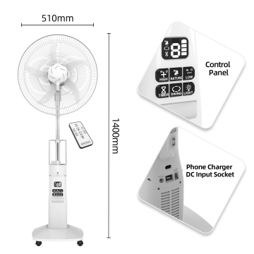 Portable Rechargeable Misting Fan with Water Cooling and Remote Control