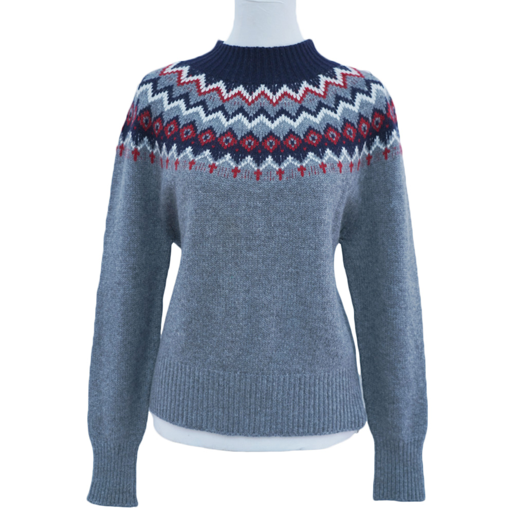 Gray Fair Isle Knit Sweater-2