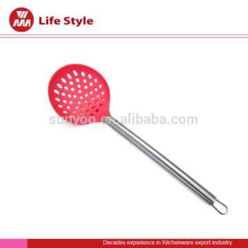 food grade nylon slotted Skimmer soup ladle with ss handle