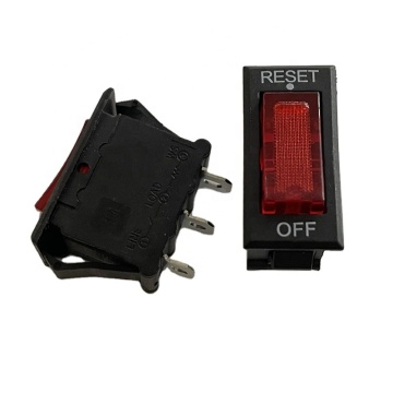 Miniature Auto Switch with Red Lamp: 220vac Reset Push Rocker Switch, Circuit Breaker (5A, 10A, 15A, 20A) and Thermal Overload Protector GZ-001
