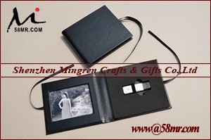 Leather Photo USB Case Cover Folio Box album Holder